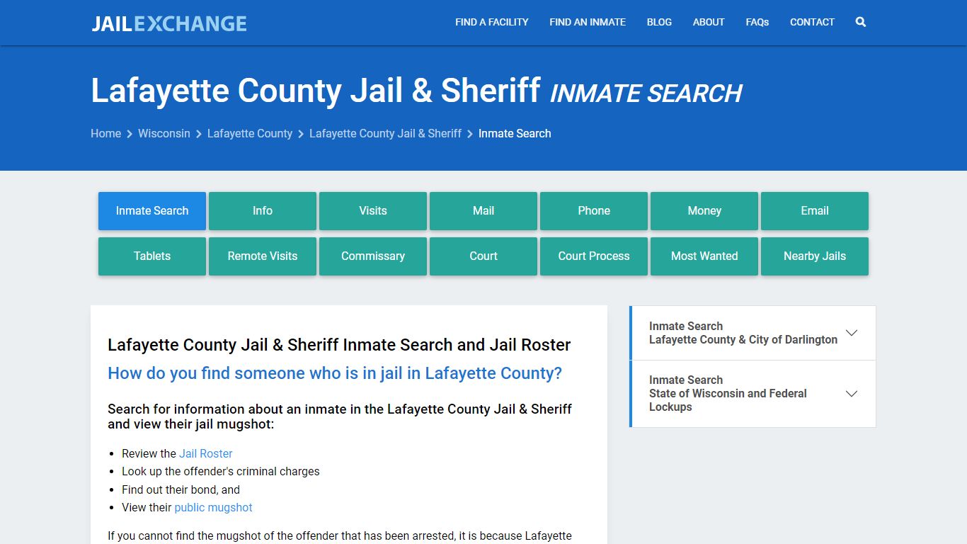 Lafayette County Jail & Sheriff Inmate Search - Jail Exchange